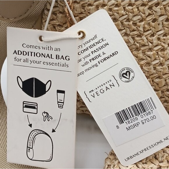 Urban Expressions Beige Woven Crossbody Bag Set - Picture 3 of 15